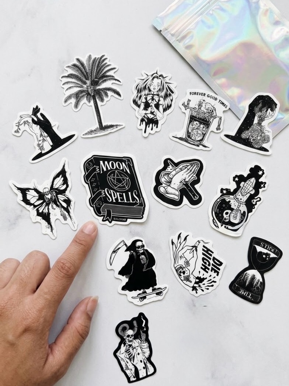Black Moon Spells Sticker Pack - Black Graphic Home Design Decals